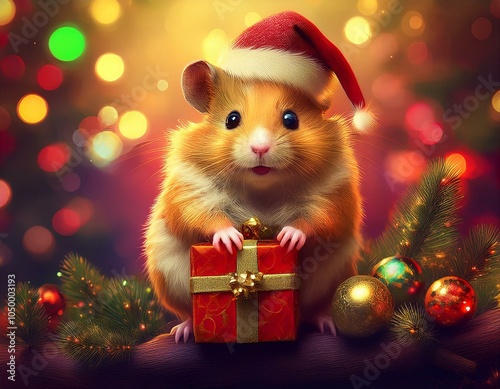 クリスマスプレゼントとハムスター Generative AI