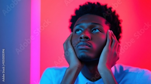 Individual Contemplating with Head in Hands