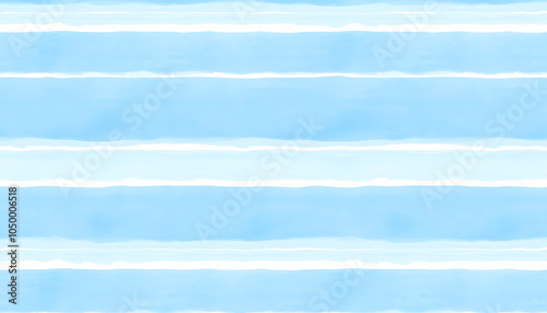 Seamless pattern with watercolor horizontal light blue stripes on white background.Summer texture for fabrics,textile,interior,package,marine design.Breton t-shirt imitation,sailor shirt texture iso photo