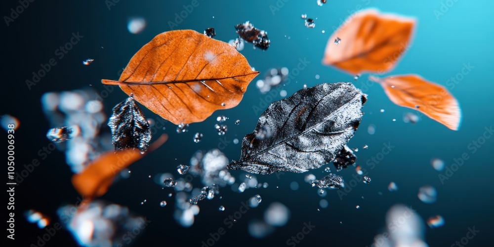 Autumn Leaves Floating in Water Droplets Abstract Nature Photography Autumn Leaves Floating in Water Droplets Abstract Nature Photography