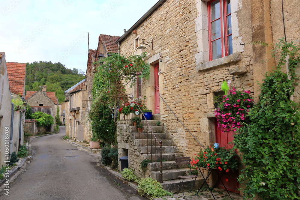 typical streets with old houses in Noyers sur Serein, France, Europe typical streets with old houses in Noyers sur Serein, France, Europe