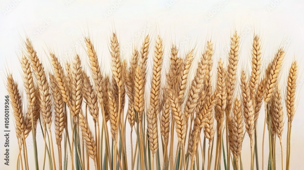 Fototapeta premium Ripe Barley Stalks with Grain Heads Bending in Field