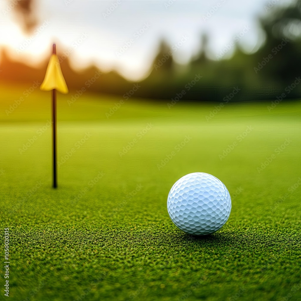 Obraz premium Close-up of ball spinning towards the flag, perfect trajectory, bright course