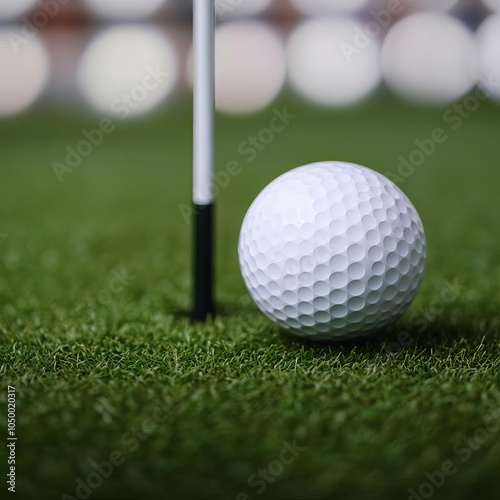 Close-up of ball spinning towards the flag, perfect trajectory, bright course