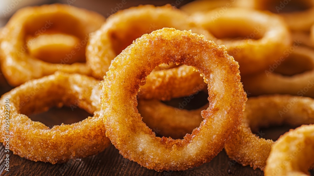Vibrant 3D Onion Rings with Textured Background Vibrant 3D Onion Rings with Textured Background