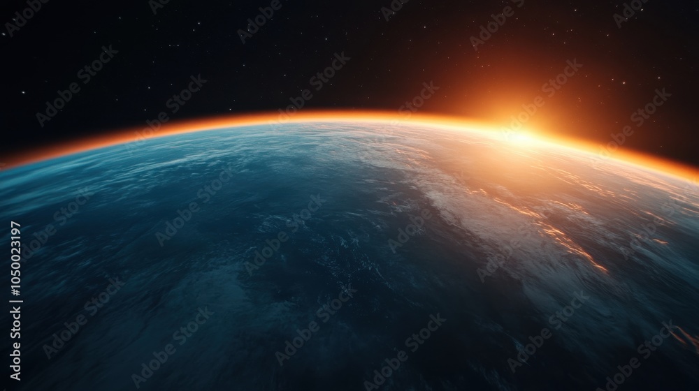 Fototapeta premium Sunrise Over Earth’s Horizon from Space View
