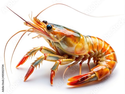 Wallpaper Mural Fresh Giant River Prawn Isolated on White Background - Seafood Photography, High Quality, Gourmet Ingredients, Culinary Delights, Freshwater Background, Detailed Texture Torontodigital.ca