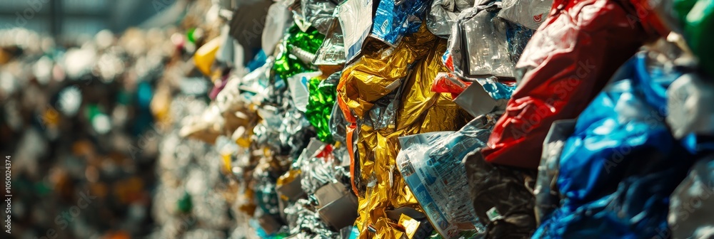 Recyclable Materials Being Processed in Recycling Plant Close-Up Recyclable Materials Being Processed in Recycling Plant Close-Up
