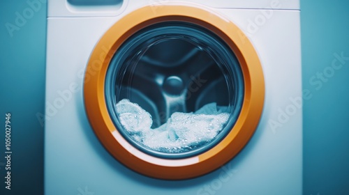 Modern Washing Machine Showing Mid Cycle with Water photo