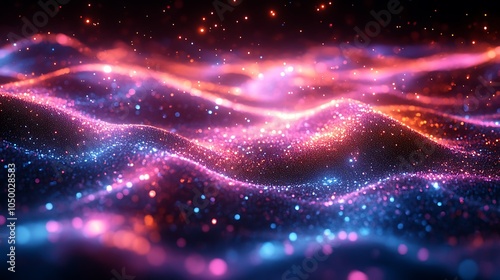 Abstract glowing waves of color and light.