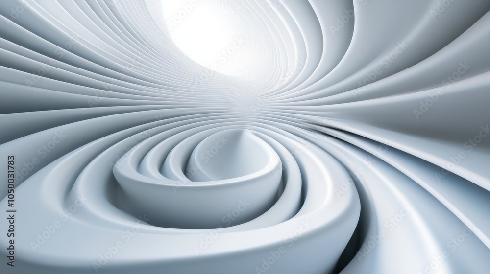 Fototapeta premium White spiral abstract structure with smooth layers and soft lighting.
