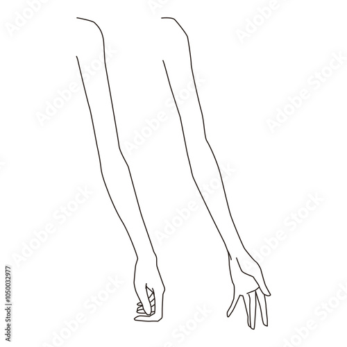 Extended Arm Outline Illustration Fashion Design Reference

