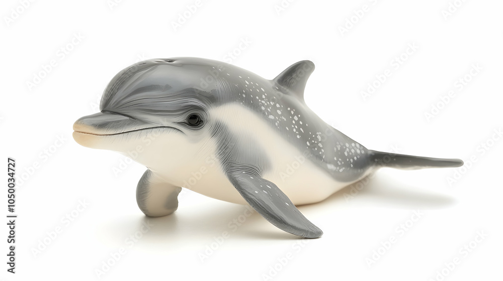 Fototapeta premium Grey and White Dolphin Toy, plastic, figurine, cute, animal, marine