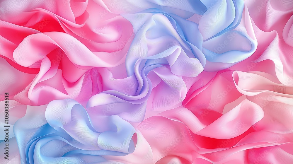 Fototapeta premium Soft, wavy patterns in pastel shades of pink, blue, and lavender, creating a calming, flowing effect. 