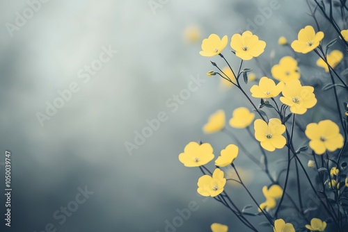 Close-up of a woody, flowering plant with teal colored flower budding among the green, fern-like leaves; Yukon Territory, Canada. Beautiful simple AI generated image photo