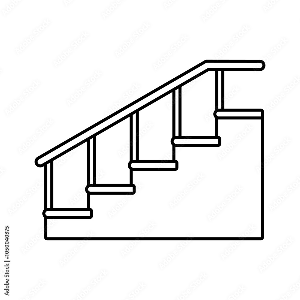 Upward stair icon isolated on white background. Silhouette design. Vector illustration. Upward stair icon isolated on white background. Silhouette design. Vector illustration.