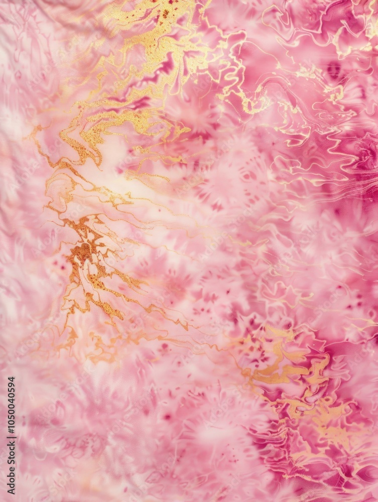Fototapeta premium Beautiful pink and gold background with a gold and pink flower in the foreground. The gold swirls are scattered throughout the background, creating a sense of movement and depth