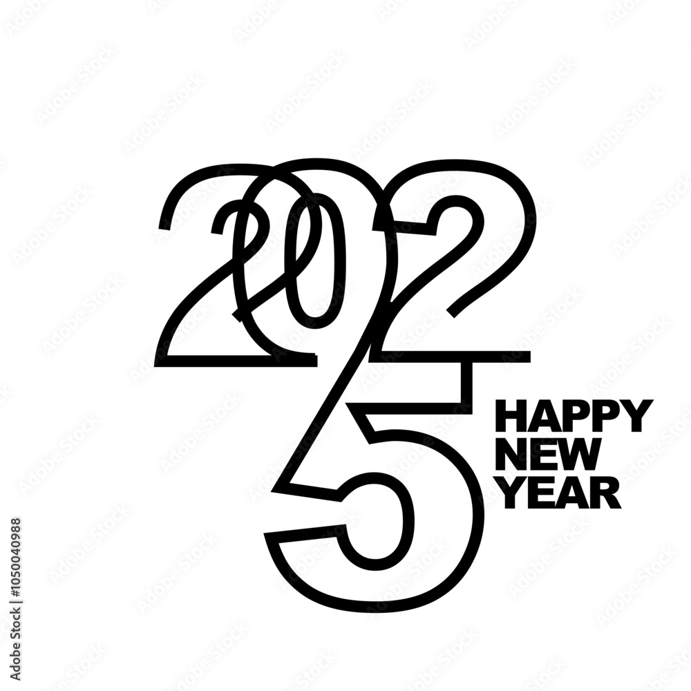 Obraz premium happy new year 2025 connected creative logo vector eps