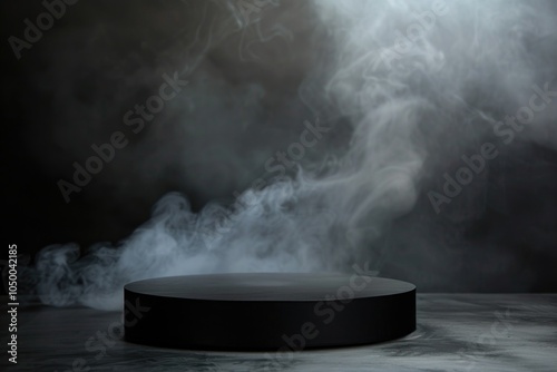 Wallpaper Mural Black round table with smoke in the background. The smoke is thick and dark, creating a moody atmosphere Torontodigital.ca