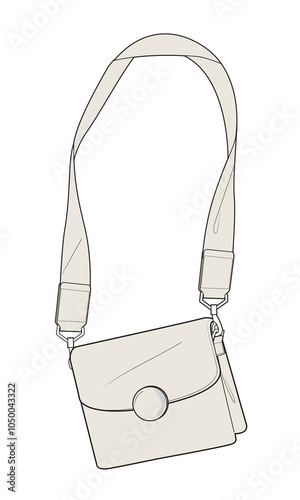 Small crossbody bag vector design technical illustration by adobe illustrator.