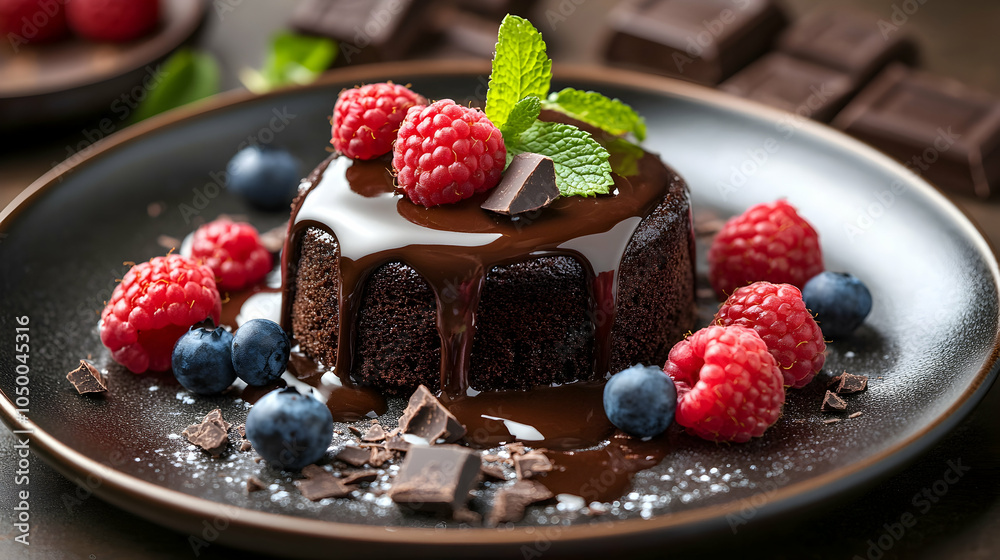 Chocolate Lava Cake with Raspberries and Blueberries, chocolate cake, dessert, dessert food, sweet, sugary Chocolate Lava Cake with Raspberries and Blueberries, chocolate cake, dessert, dessert food, sweet, sugary