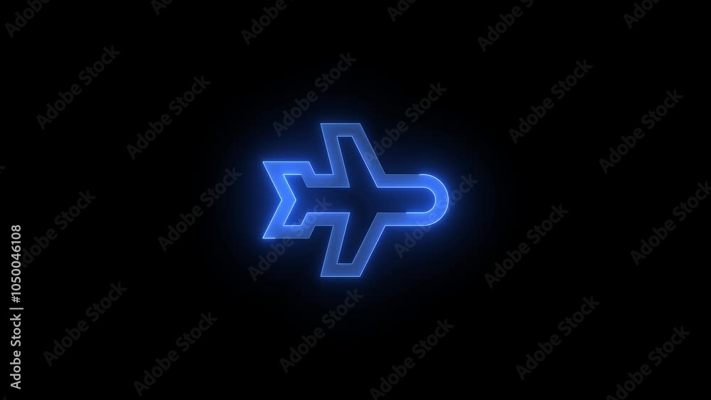 Mob airplane stroke icon glowing neon animation Mob airplane stroke icon glowing neon animation