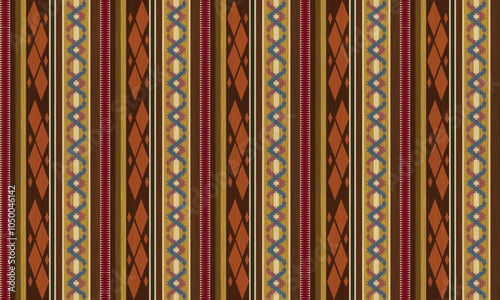  Navajo tribal vector seamless pattern. Native American ornament. Ethnic South Western decor style. Boho geometric ornament. Vector pattern. Mexican blanket, rug. Woven carpet illustration