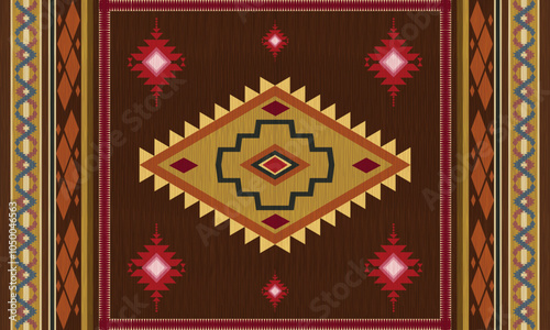  Navajo tribal vector seamless pattern. Native American ornament. Ethnic South Western decor style. Boho geometric ornament. Vector pattern. Mexican blanket, rug. Woven carpet illustration