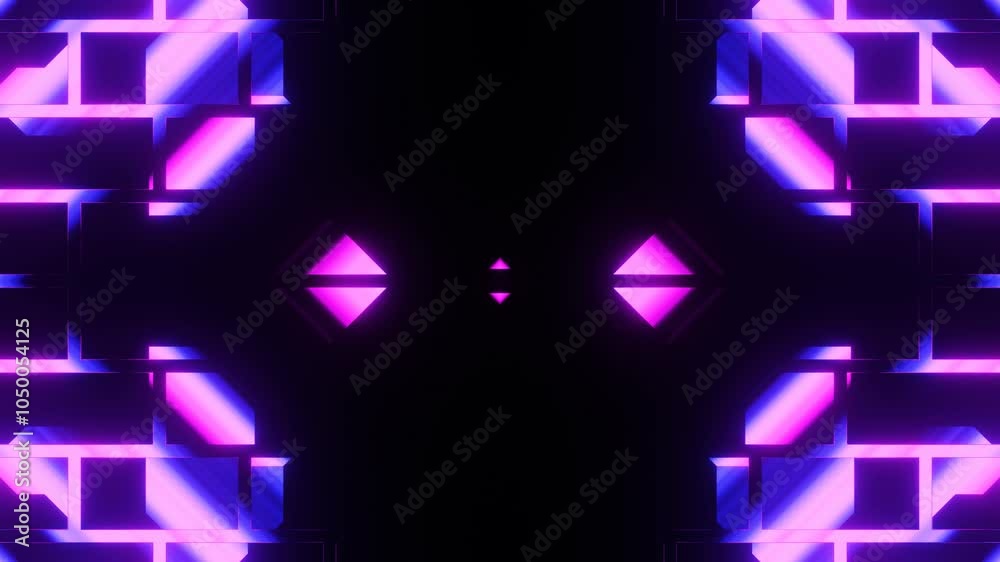 Neon lights are blinking and creating a mesmerizing kaleidoscopic pattern. This vj loop animation is perfect for concerts, nightclubs, music festivals, or any event that needs a high-energy visual