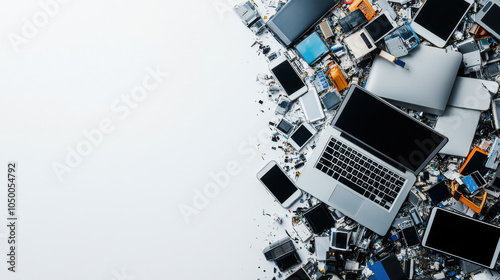 smart phone computer laptop electronic garbage industrial equipment in trash 