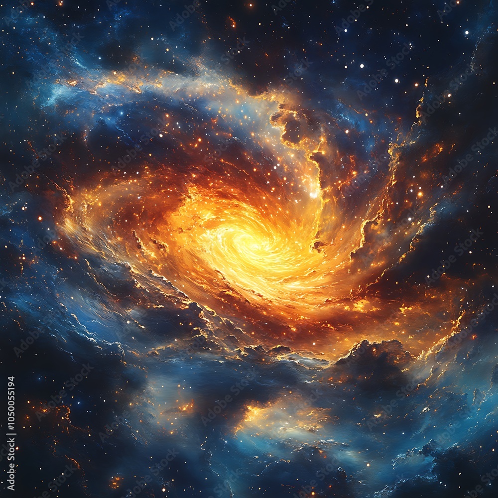Obraz premium Swirling Galaxy Bright Deep Outer Space Vibrant Cosmic Wonders Vast Universe picture