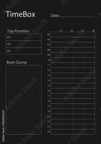 TimeBoxing Daily Planner, Dark Template