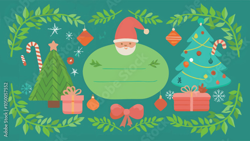 A poster with a Christmas tree collection and a card western christian holiday background