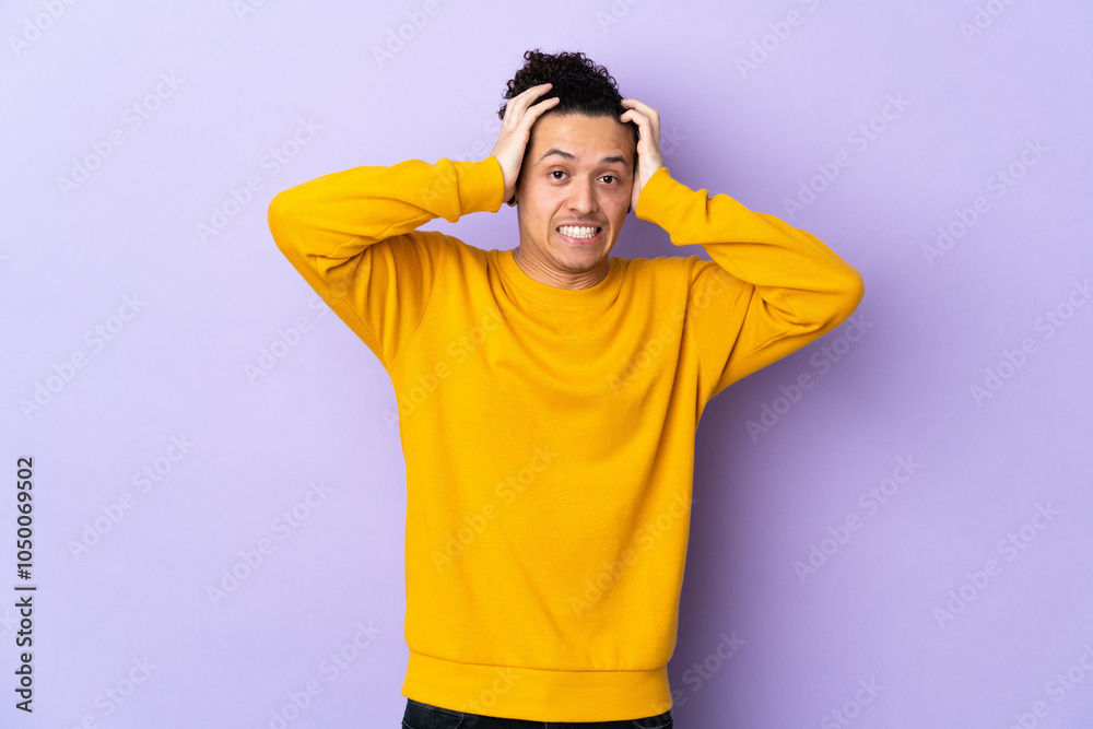 Caucasian man over isolated background doing nervous gesture