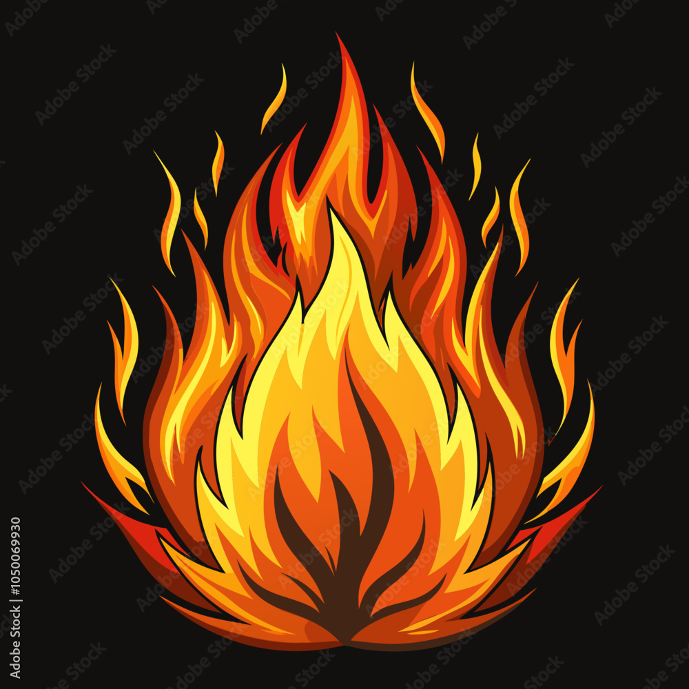 Fire vector illustration an black background