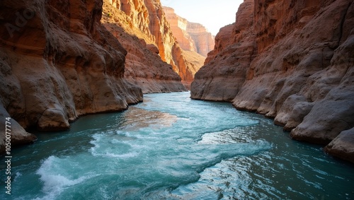 Majestic river flowing through rocky canyon symbolizing persistence and natural beauty