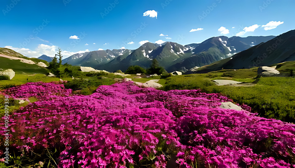 Obraz premium moss phlox blooms beautifully mountainous alpine gardens rocky soil