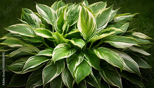 plantain lily green white leaves notable foliage makes popular ornamental garden choice photo