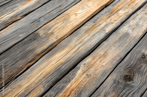 Detailed close-up of aged wooden planks showing soft wood grain texture, weathered surface, and natural wear. Ideal for backgrounds and design.