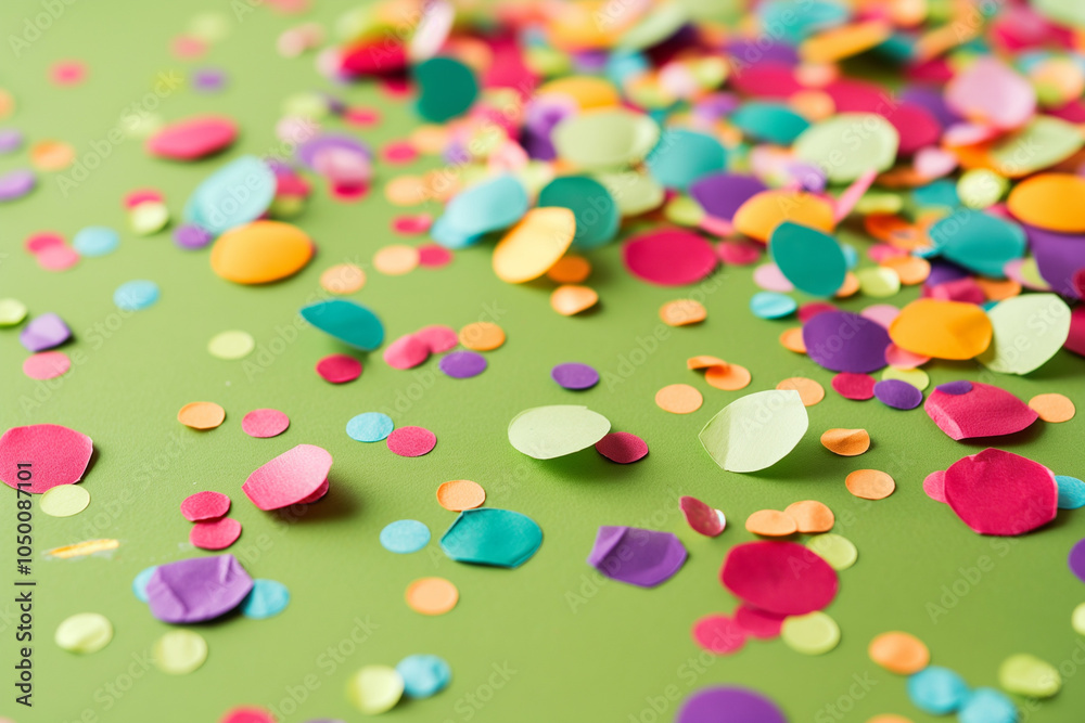 Abstract festive green wallpaper with confetti. Background, illustration. Celebration, party, holiday. Abstract festive green wallpaper with confetti. Background, illustration. Celebration, party, holiday.
