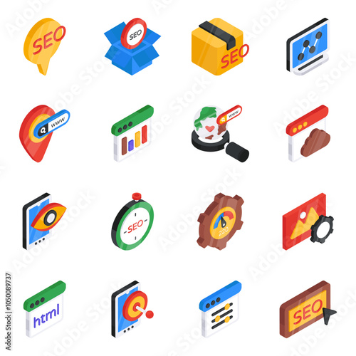 Set of Coding and Programming Flat Icons

