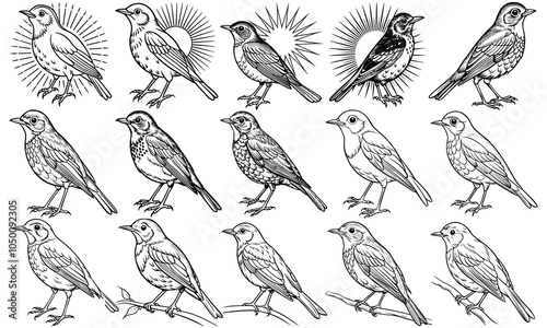 American Robin Coloring Page for Adults, Detailed Bird Line Art for Relaxation and Mindfulness, Ideal for Coloring Books or Art Therapy, Printable High-Resolution Artwork for De-stressing and Creativi