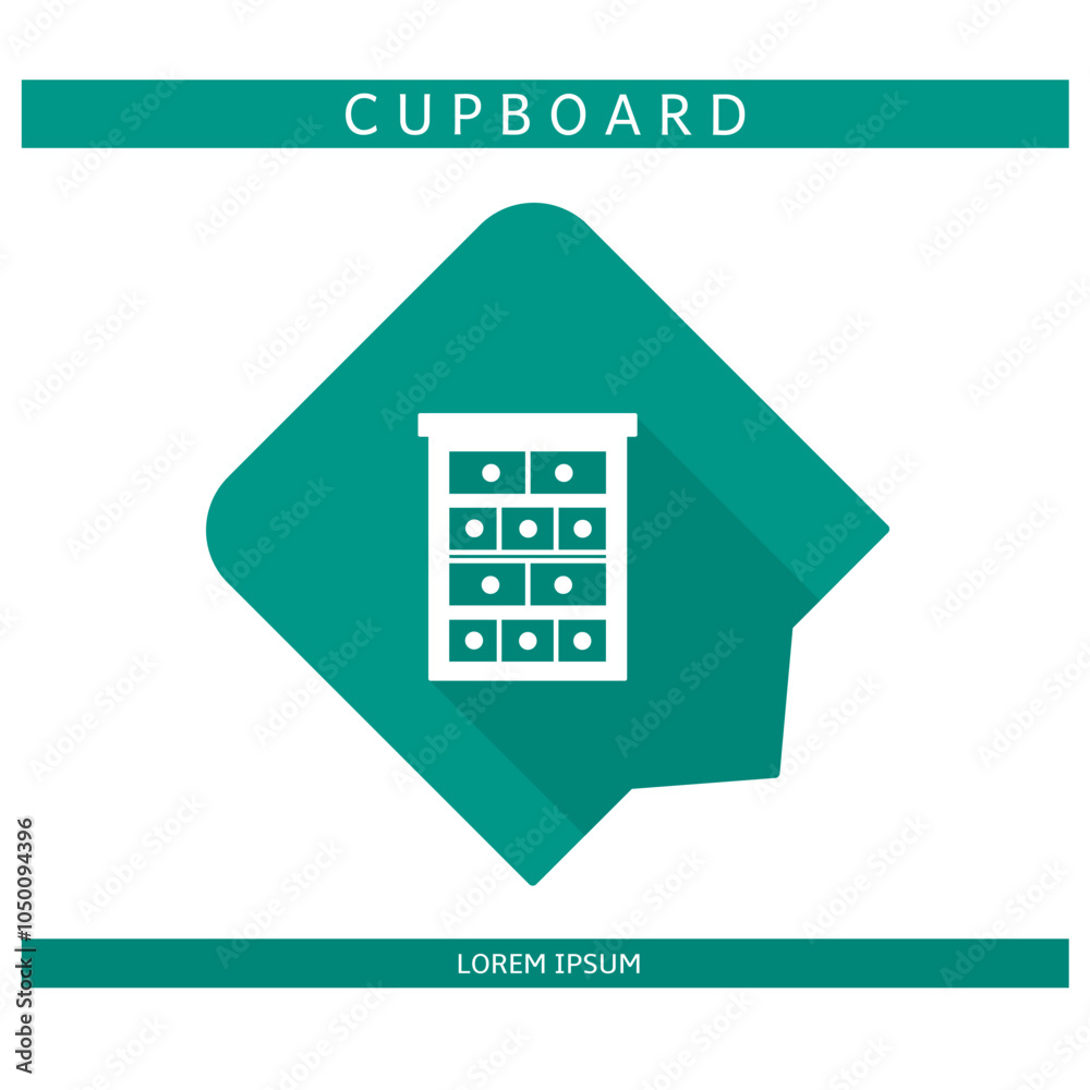 Design icon. Cupboard icon symbol in flat. Cupboard symbol design in flat with shadows. Stock vector. Design icon. Cupboard icon symbol in flat. Cupboard symbol design in flat with shadows. Stock vector.