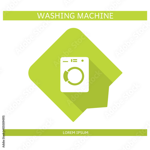 Design icon. Washing machine icon symbol in flat. Washing machine symbol design in flat with shadows. Stock vector.