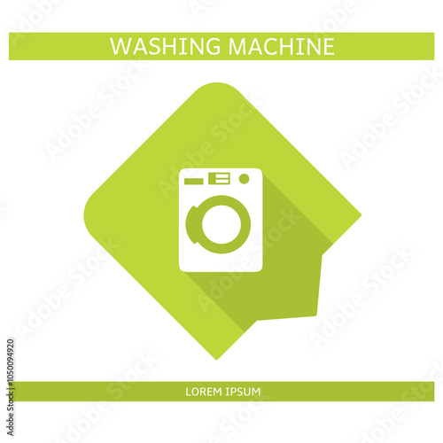 Design icon. Washing machine icon symbol in flat. Washing machine symbol design in flat with shadows. Stock vector.