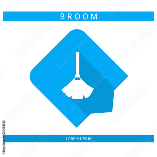 Wallpaper Mural Design icon. Broom icon symbol in flat. Broom symbol design in flat with shadows. Stock vector. Torontodigital.ca