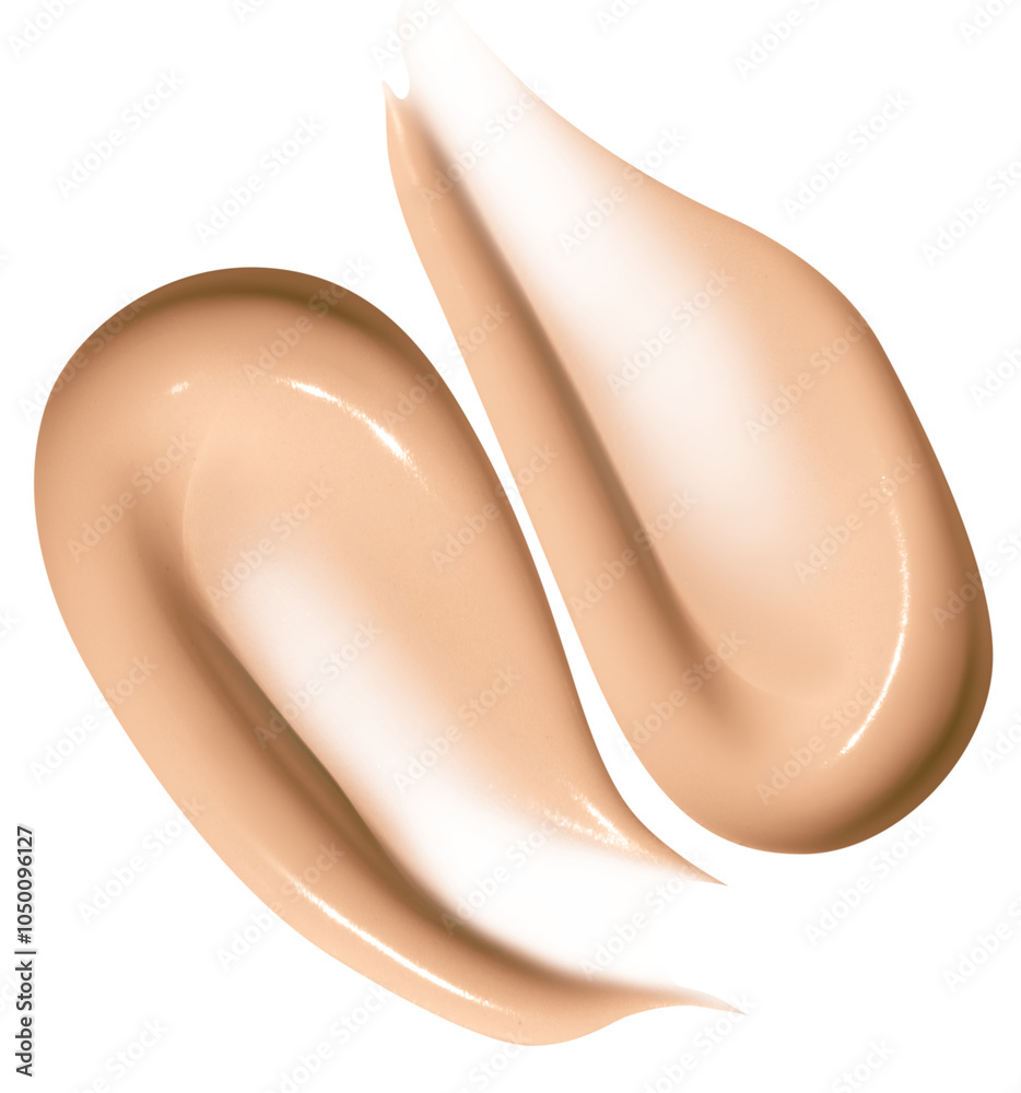 Composition of foundation cream smears on an empty background. Makeup product, beauty textures.