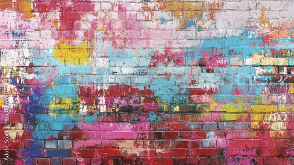 Obraz premium Colorful graffiti brick wall
