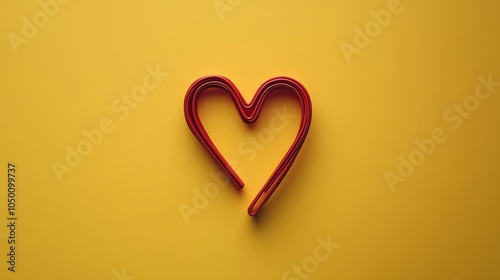 A red heart-shaped cookie cutter on a yellow background.