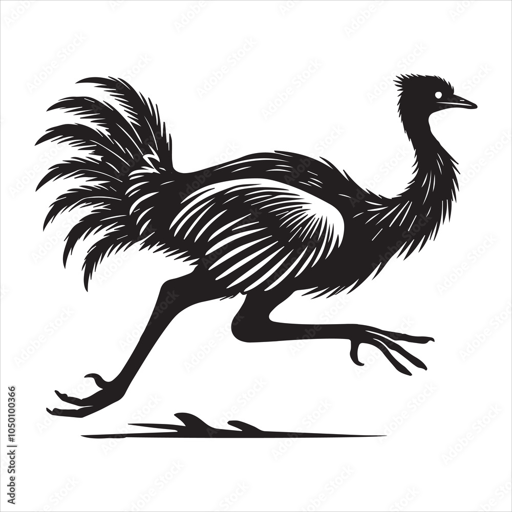 Fototapeta premium Greater rhea Flightless bird Silhouette Design - Greater rhea bird Vector illustration in black and white